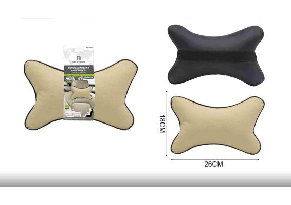 Smooth Leather Car Headrest, Beige