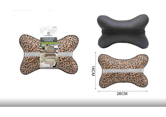 Rhinestone Leopard-Print Car Headrest, Yellow