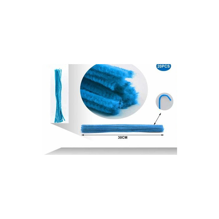 Lake Blue Chenille Stems, 20-Pack