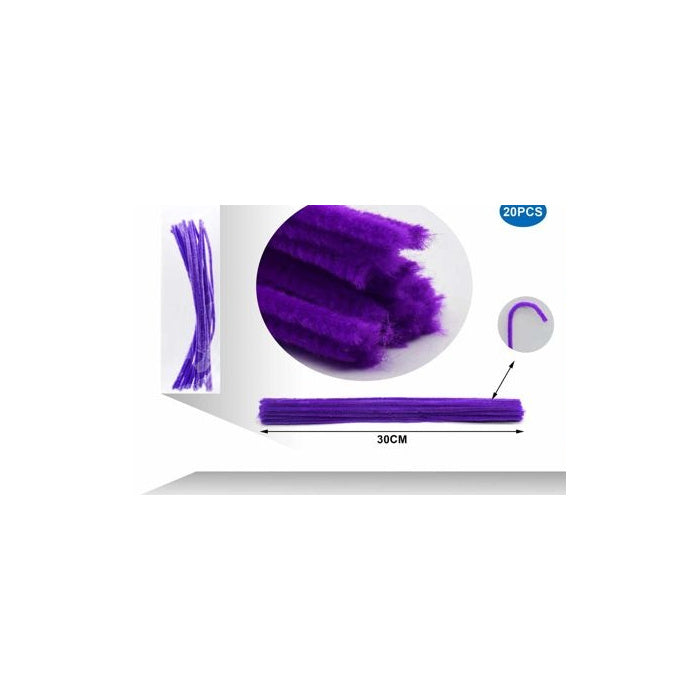 Purple Chenille Stems, 20-Pack
