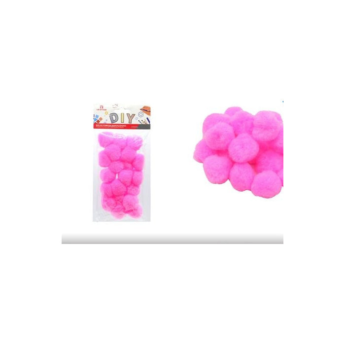 Pink Craft Pom Poms, 3 cm, 20-Pack