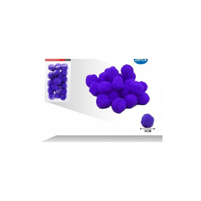 Dark Lilac Craft Pom Poms, 3 cm, 20-Pack