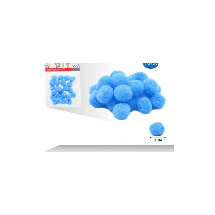 Dark Blue Craft Pom Poms, 2 cm, 25-Pack
