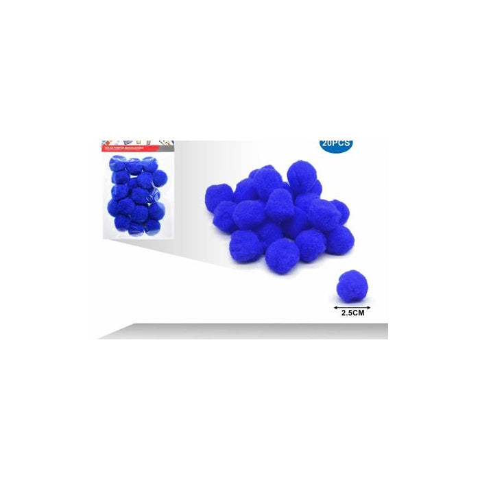 Royal Blue Craft Pom Poms, 2.5 cm, 20-Pack