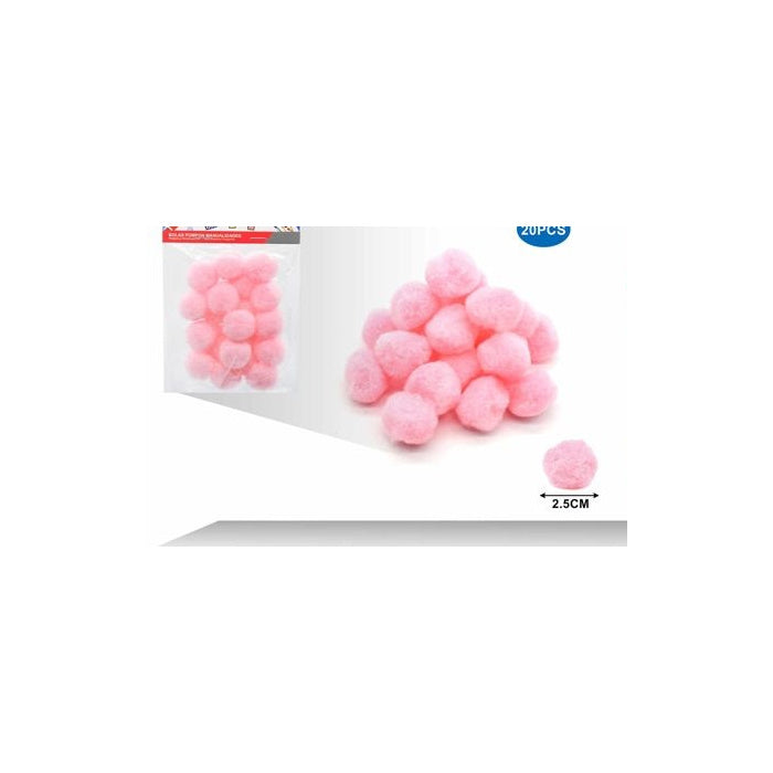 Light Pink Craft Pom Poms, 2.5 cm, 20-Pack