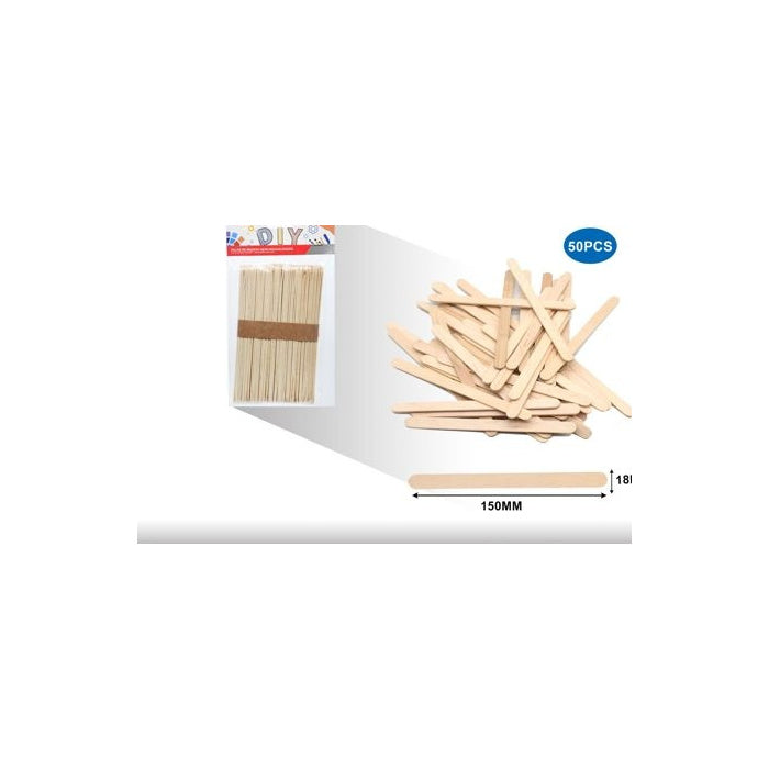 Wooden Craft Sticks, 50-Pack, 150 × 18 × 1.6 mm