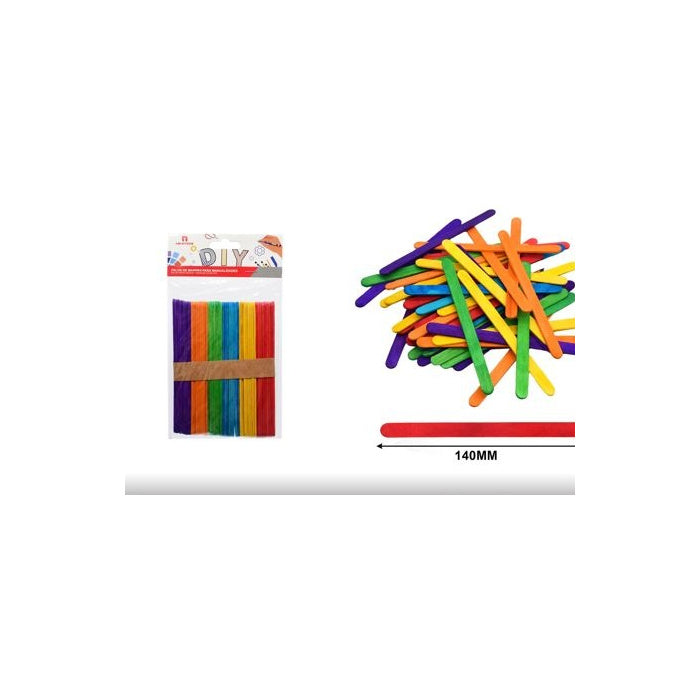 Coloured Wooden Craft Sticks, 50-Pack, 140 × 10 × 2 mm