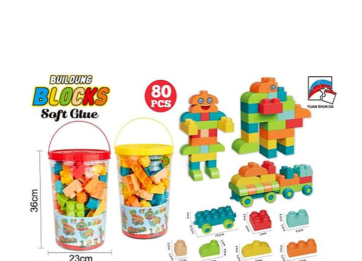 80-Piece Soft Rubber Building Blocks