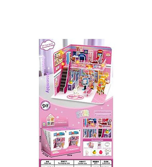 Micro World DIY 3D Puzzle Scene Large Double-Layer Amusement Mall with Light String