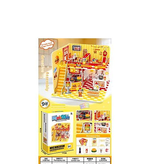Micro World DIY 3D Puzzle Scene Large Double-Layer Hamburger Park with Light String