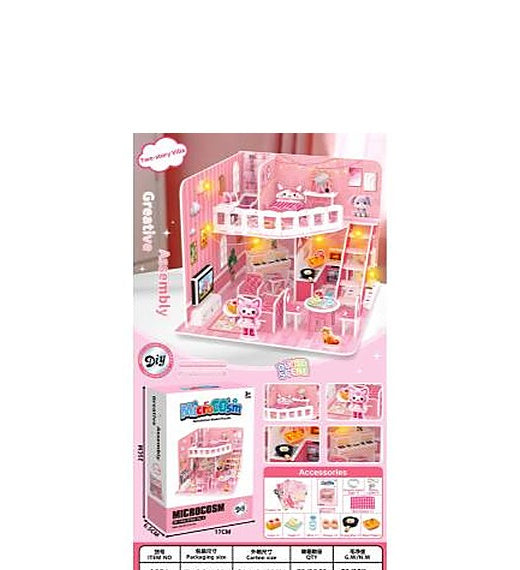 Micro World DIY 3D Puzzle Scene Large Double-Layer Dessert Villa with Light String