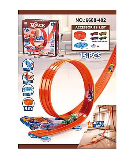 4m Double-Track DIY Assembly Track for Sliding Alloy Cars (2 Alloy Cars)
