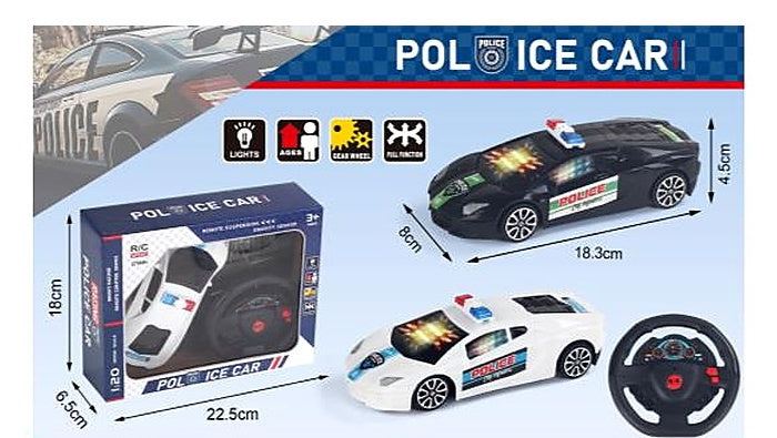 New Steering Wheel 2-Channel Remote Control Police Car with 3D Lights