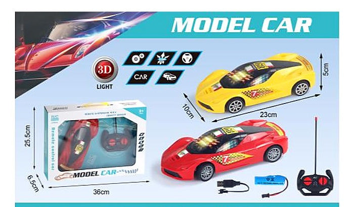 1:18 4-Channel Remote Control Racing Car with USB Charging Cable, Rechargeable Battery & 3D Lights