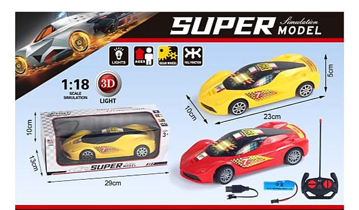 1:18 4-Channel Remote Control Racing Car with USB Charging Cable, Rechargeabl...