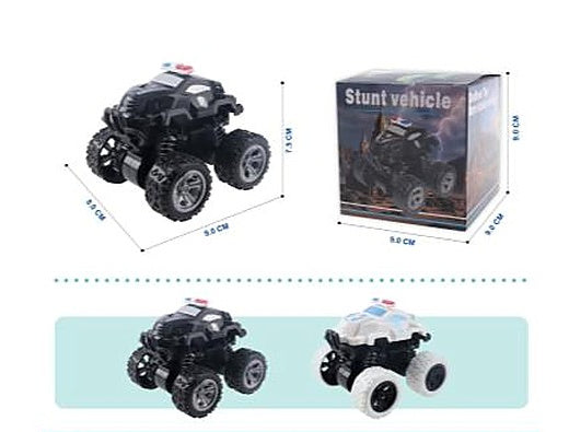 Single Color Box, Flip Stunt Police Car, 2 Designs & 2 Colors