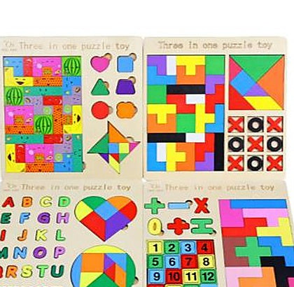 Mixed 3-in-1 Wooden Educational Puzzle Blocks
