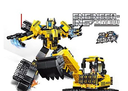 465+PCS New Transformable Excavator Mecha Building Blocks (2 Forms, Color Box with Premium UV & Hot
