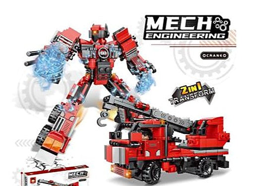 429+PCS New Transformable Crane Mecha Building Blocks (2 Forms, English Color Box with Premium UV &