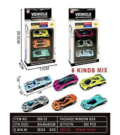 6 Sliding Simulation Cars (Mixed 6 Colors)