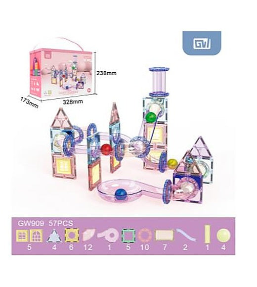 57-Piece Magnetic Pipeline Marble Run Blocks (Gift Storage Box)