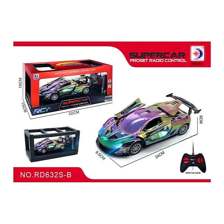 2 Styles 5-Channel Door Opening UV Spray Plated RC Sports Car, Battery Not Included