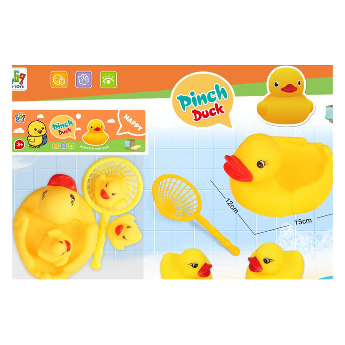 Vinyl Duck Whistle Bath Toy Set, 4 pcs