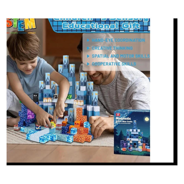 Blue Castle Building Block Set, 100 pcs