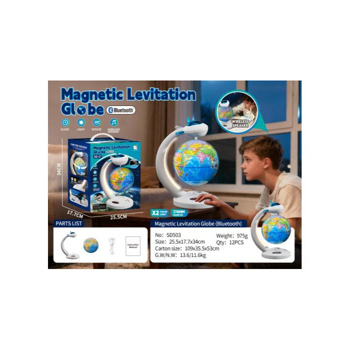 Magnetic Levitation Globe with Bluetooth Speaker & Clock