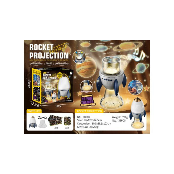Rocket Projector Night Light with Music Box
