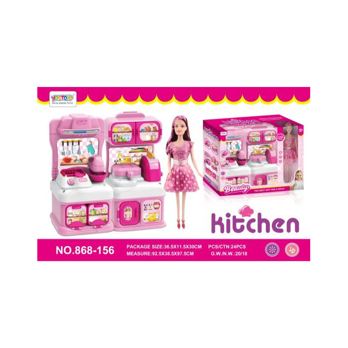 Kitchen Pretend Play Set with Fashion Doll