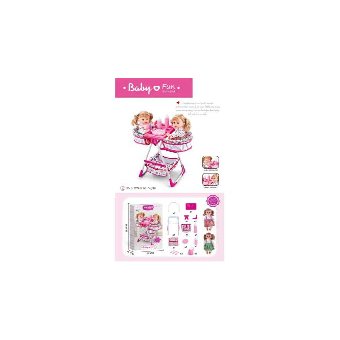 Twin Doll High Chair Set with Two 16 in Dolls