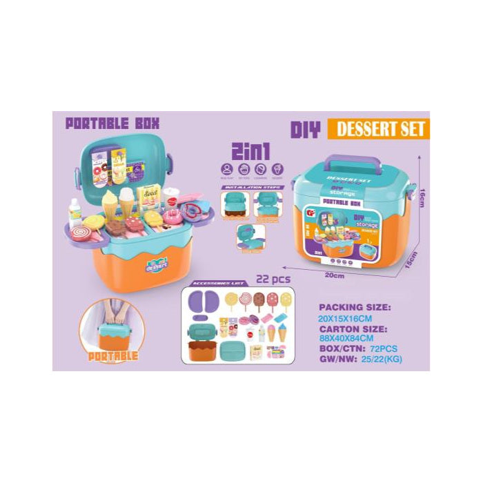 Dessert Pretend Play Carry Case Set, 22 pcs