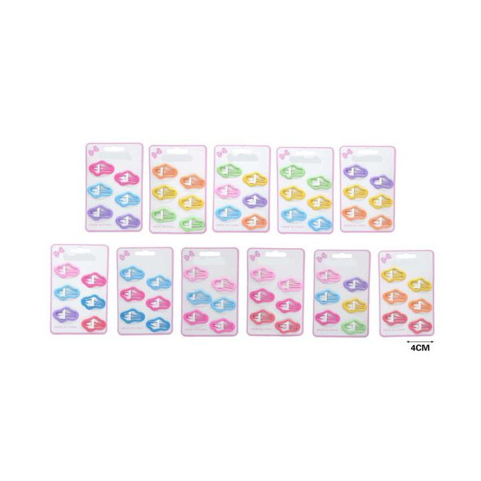 Enamel Cloud BB Hair Clips, 6-Pack, 4 cm