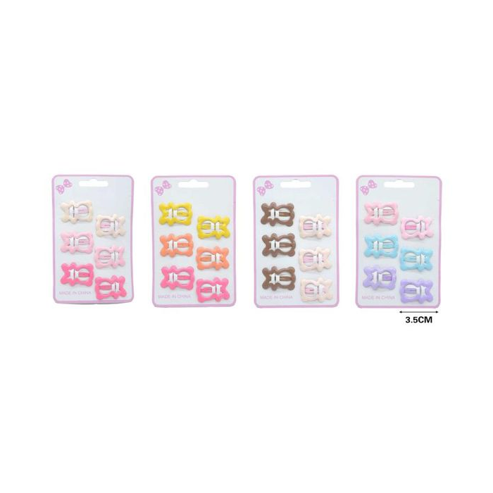 Enamel Bear BB Hair Clips, 6-Pack, 3.5 cm