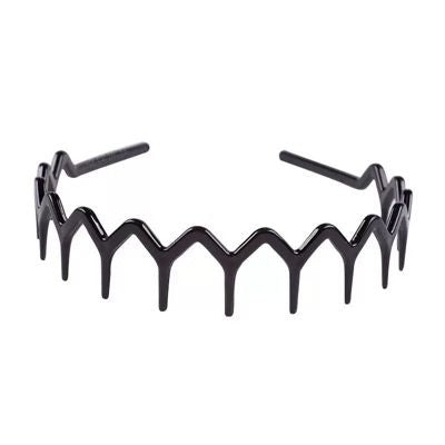 Glossy Black Plastic Headband, 0.71 in Wide