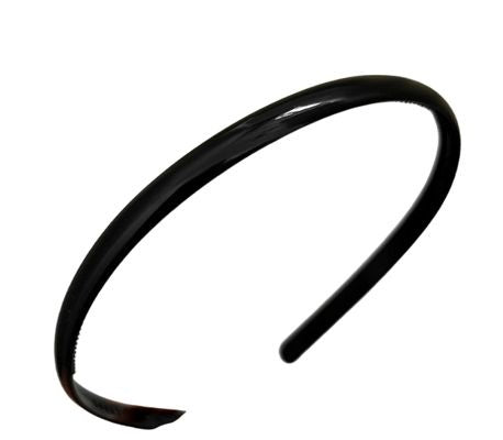 Glossy Black Plastic Headband, 0.31 in Wide
