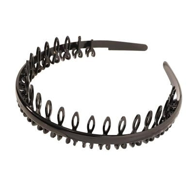 Glossy Black Plastic Headband, 0.31 in Wide