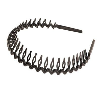 Glossy Black Plastic Headband, 0.71 in Wide