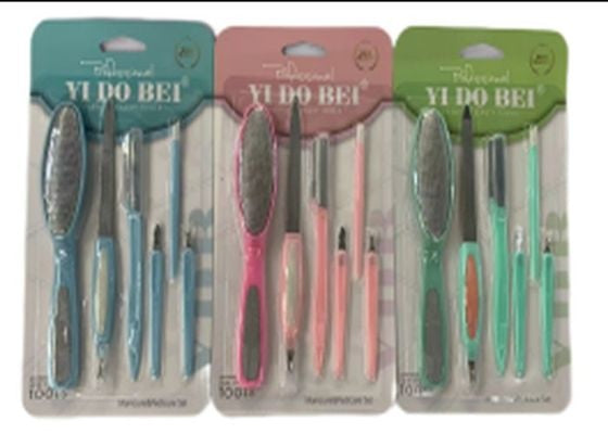 Beauty Tool Set with Nail File, Foot File, Cuticle File, Silicone Tool and Eyebrow Razor