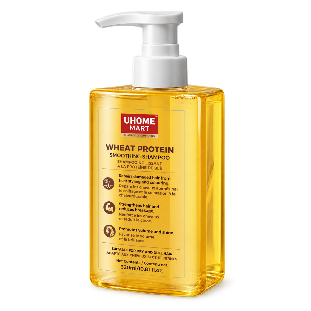 UHOME MART Wheat Protein Smoothing Shampoo, 320mL