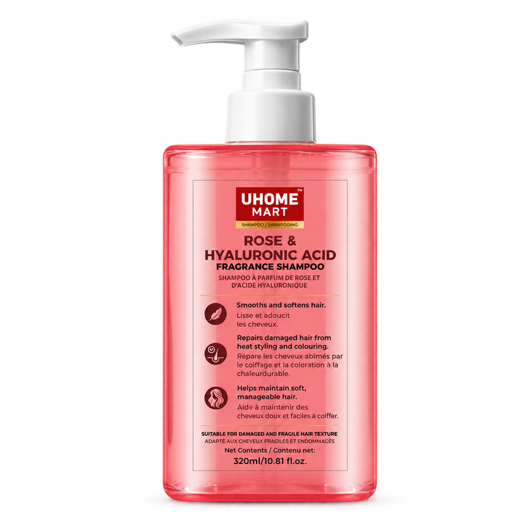 UHOME MART Rose & Hyaluronic Acid Shampoo, 320mL