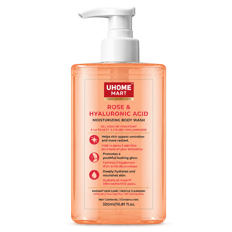 UHOME MART Rose & HA Moisturizing Body Wash, 320mL