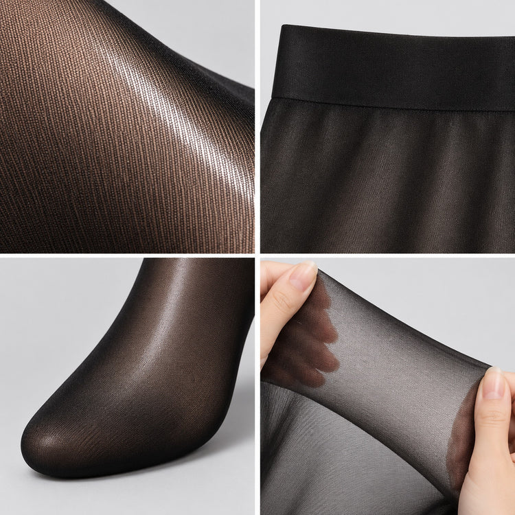 UHOME MART Glossy Sheer Tights for Women, Shiny Silky Black Pantyhose, Lightweight Thin, S/M