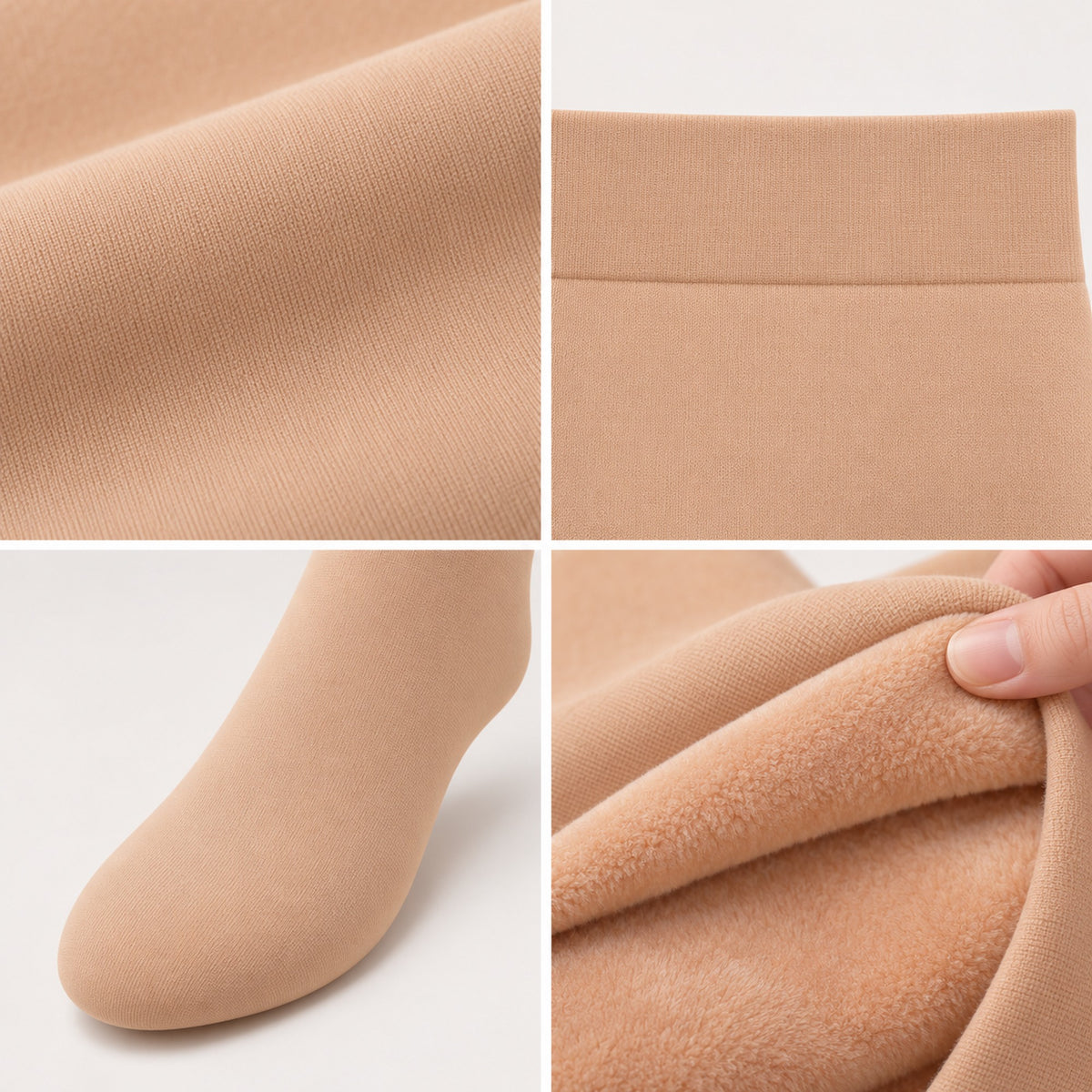 UHOME MART Fleece-Lined Thermal Tights for Women, 1200 Denier Opaque Warm Winter Pantyhose, Nude, S/
