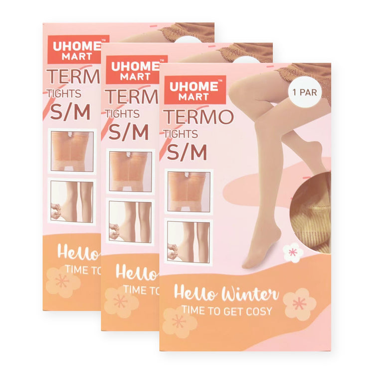 UHOME MART Fleece-Lined Thermal Tights for Women, 1200 Denier Opaque Warm Winter Pantyhose, Nude, S/