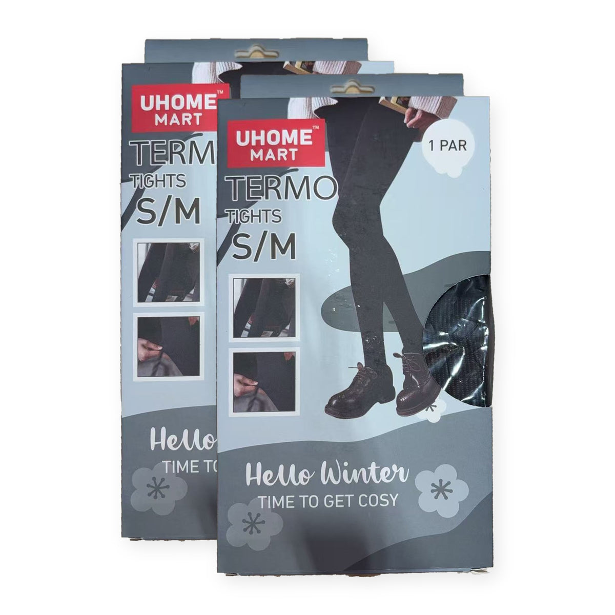 UHOME MART Fleece-Lined Thermal Tights for Women, 1200 Denier Opaque Warm Winter Pantyhose, Black, S